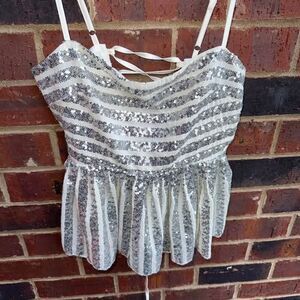 Forever 21 Sequin Silver Top New Small